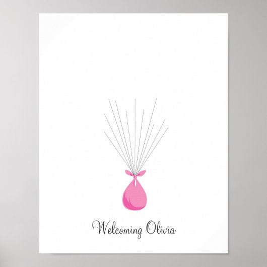 Vingerafdrukballonnen voor baby - Roze Poster (Voorkant)
