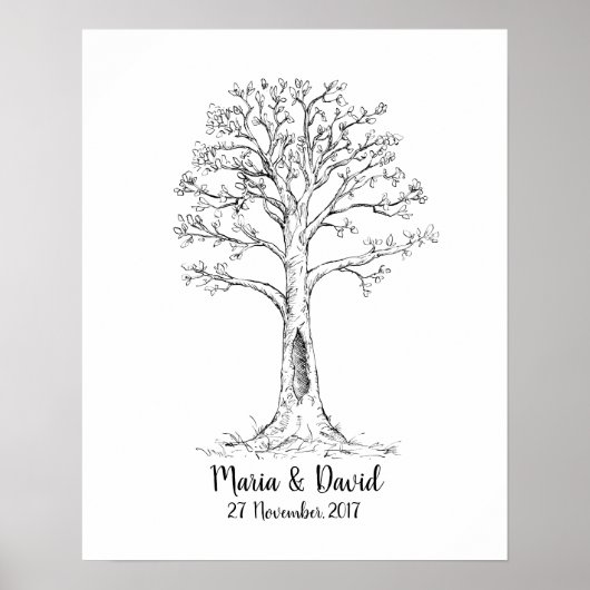 Vingerafdrukstructuur, GuestBook, Thumbprint Tree Poster (Voorkant)