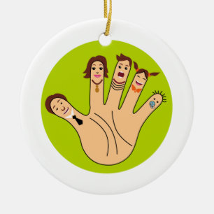 Vingerfamilie Keramisch Ornament