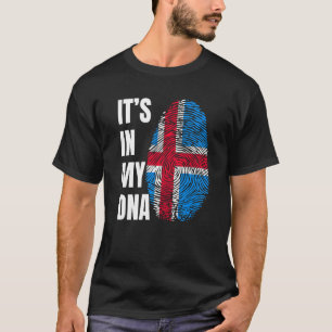 Vingerprint-DNA Biometrie-IJslandse vlag T-shirt