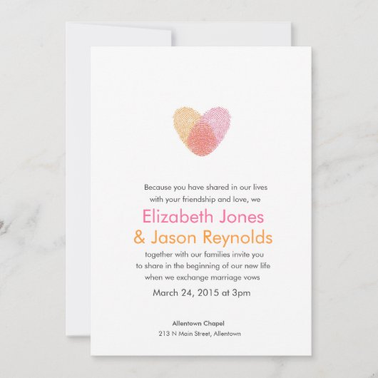 Vingerprint Heart Weddenschap Kaart (Voorkant)
