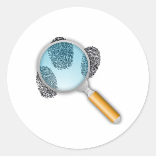 VingerPrints onder een vergrootglas Ronde Sticker