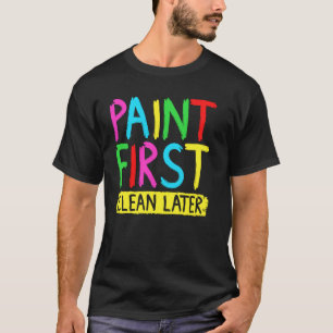 Vingerverf Eerst Later Schoonmaken Kinderen Kunst T-shirt