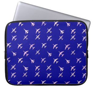 Vingervliegtuigen, op blauw van de marine laptop sleeve