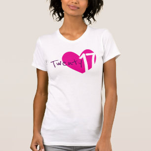Vingt-17 amour coeur rose 2017 dames t-shirt