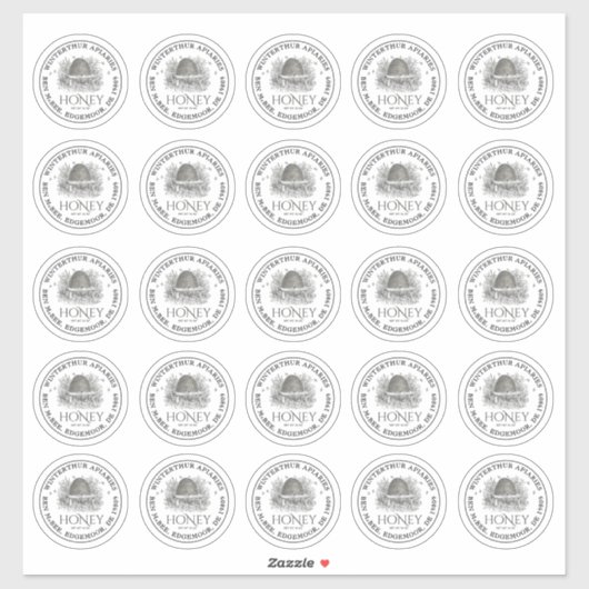 Vingt-cinq Étiquettes de skep de Mason de miel cla (Feuille)