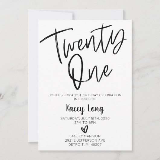Vingt et un 21e anniversaire Invitation (Devant)