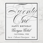 Vingt et unième anniversaire 21 Étiquette de vin (Étiquettes simples)