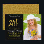 Vingt-et-unième Gold Foil Invitation Anniversaire<br><div class="desc">Vingt-et-unième Black et Faux Gold Foil Élégante Invitation d'anniversaire. La photo dans cette invitation peut être mise à jour ainsi que le nom,  la date et l'emplacement.</div>