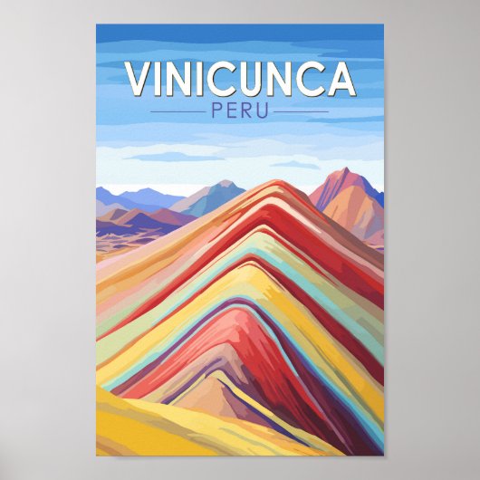 Vinicunca Peru Reizen Kunst Vintage Poster (Voorkant)