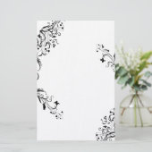Vining Black Floral Stationery Briefpapier (Staand voorkant)
