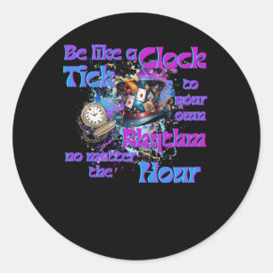 Vink aan uw eigen ritme klok ontwerp ronde sticker