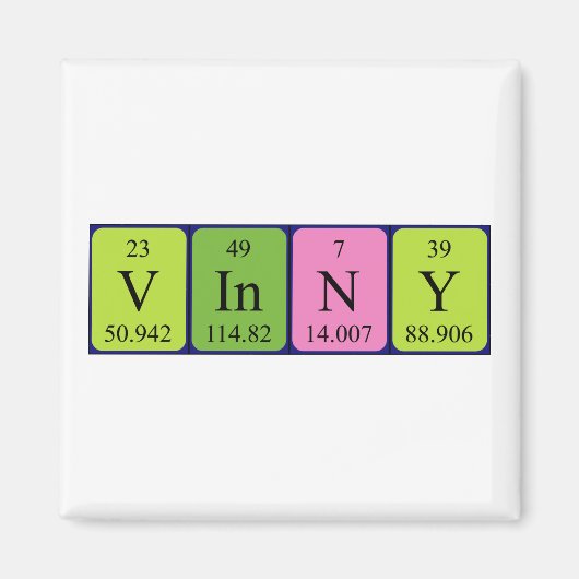 Vinny periodiek table name magnet magneet (Voorkant)