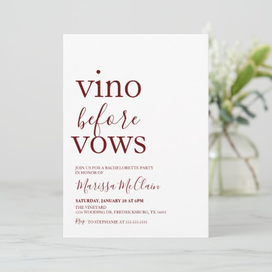 Vino Avant Vows Invitation (Debout devant)