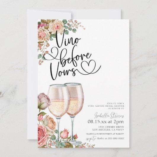 Vino Avant Vows Invitation De Douche Nuptiale (Devant)