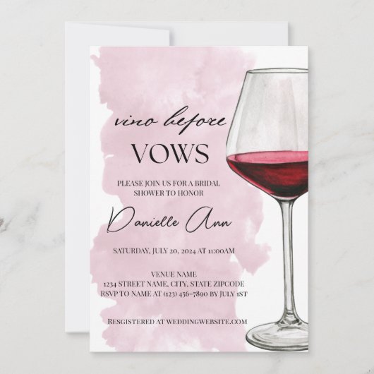 Vino Avant Vows Invitation De Douche Nuptiale (Devant)