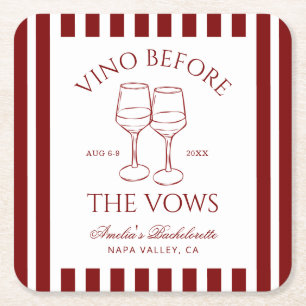 Vino Before the Vows Meisjesweekend Vierkante Kartonnen Onderzetter
