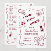 Vino Before Vows Bachelorette Route & Uitnodigen Kaart (Voorkant / Achterkant)
