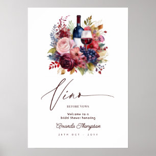 Vino Before Vows Bloemrijke Wijn Bruidscadeau Verw Poster