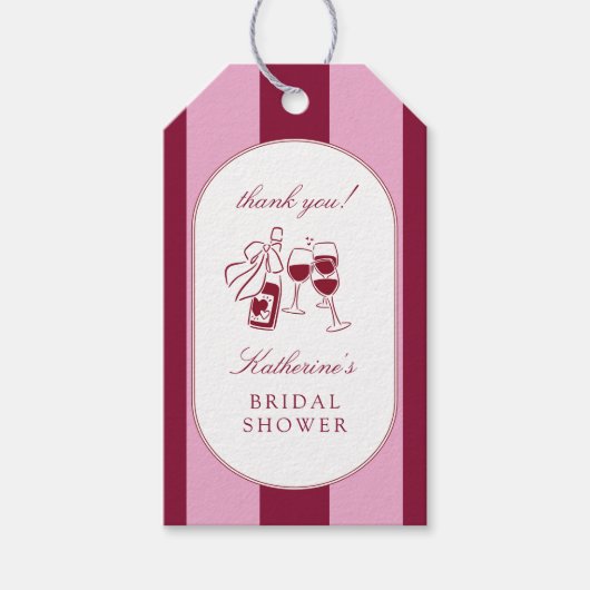Vino Before Vows Bridal Shower Cadeaulabel (Voorkant)