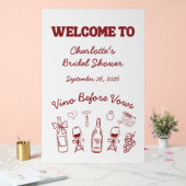 Vino Before Vows Bruidsshower Bordeaux Acryl Bord (Huwelijk)