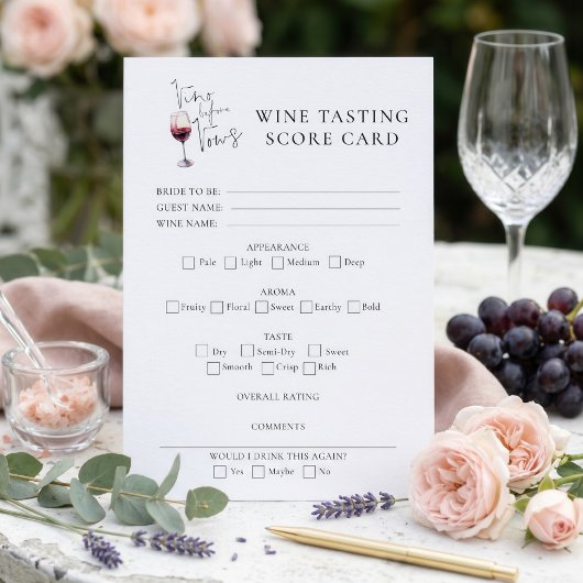 Vino Before Vows Carte de Score de Vin Enterrement