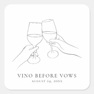 Vino Before Vows Chic Wijn Bruidsfeest Vierkante Sticker
