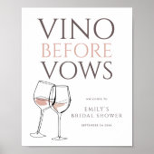 Vino Before Vows Doodle Wine Welcome Bridal Shower Poster (Voorkant)
