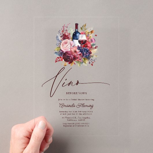 Vino Before Vows Floral Invitation de Fiançailles (In situ (ordinateur de poche))