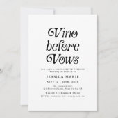 Vino Before Vows | Minimaal Retro Bachelorette Kaart (Voorkant)