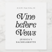 Vino Before Vows | Minimaal Retro Bachelorette Wijn Etiket (Enkel label)