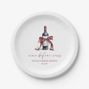 Vino Before Vows Red Wine Bottle Bow Vrijgezellenf Papieren Bordje