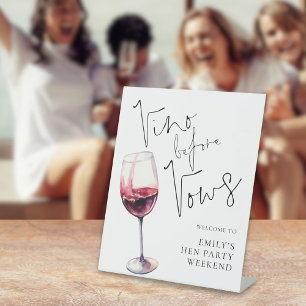 Vino Before Vows Welkom bij Hen Party Weekend Reclamebord Met Voetstuk