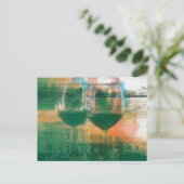 Vino sur carte postale verte (Debout devant)