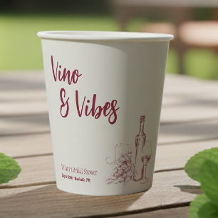 Vino & Vibes Bruidsfeest Papieren Bekers