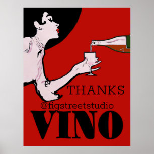 Vino- Vin Posters Vintage dame, modifier le texte,