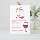 Vino voor de Huwelijksbelofte Pre-Bruiloft Welkom Kaart (Staand voorkant)