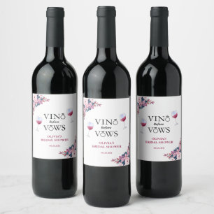 Vino voor geloften Elegant Bloemen Vrijgezellenfee Wijn Etiket