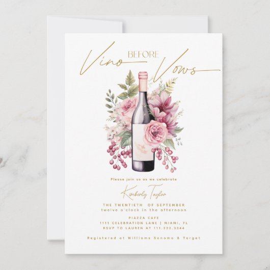 Vino voor geloften Elegant Waterverf Vrijgezellenf Kaart (Voorkant)