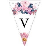 Vino voor geloften rustieke roze bloemige Vrijgeze Vlaggetjes (Eerste vlag)