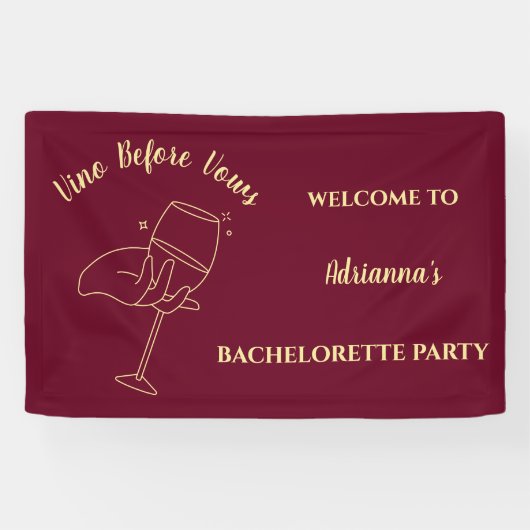 Vino voor geloften wijn bachelorette weekend spandoek (Horizontaal)