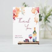 Vino voor geloften wijnmakerij vrijgezellenfeest bedankkaart (Staand voorkant)