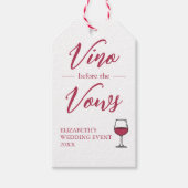 Vino voor het Vrijgezellenfeest Vows/Bachelorette Cadeaulabel (Voorkant)