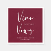 Vino voor Vows Burgundy Red Bachelorette Bridal Servet (Voorkant)