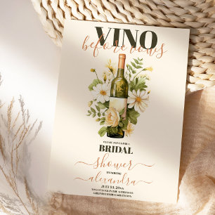 Vino voor Vows Gold White Floral Vrijgezellenfeest Kaart