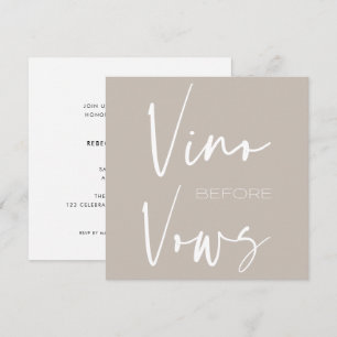 Vino voor Vows Taupe Cream Wine Tasting Bridal Kaart