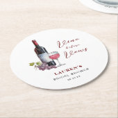 Vino voor Vows Wine Theme Vrijgezellenfeest Ronde Kartonnen Onderzetter (Gebogen)