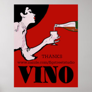 Vino- Wine  Lady-Posters, bewerken tekst, persoon Poster