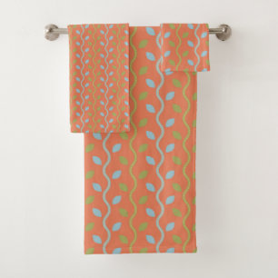 Vins bleus et verts rétro sur motif floral orange
