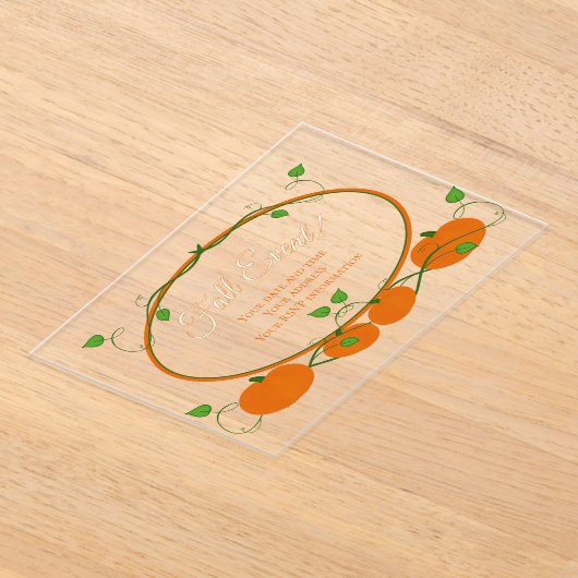 Vins citrouilles Acrylique Invitation (Poser)